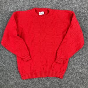 Liberty Knits Sweater Womens Size M Red Cable Knit Vintage Crew Pullover